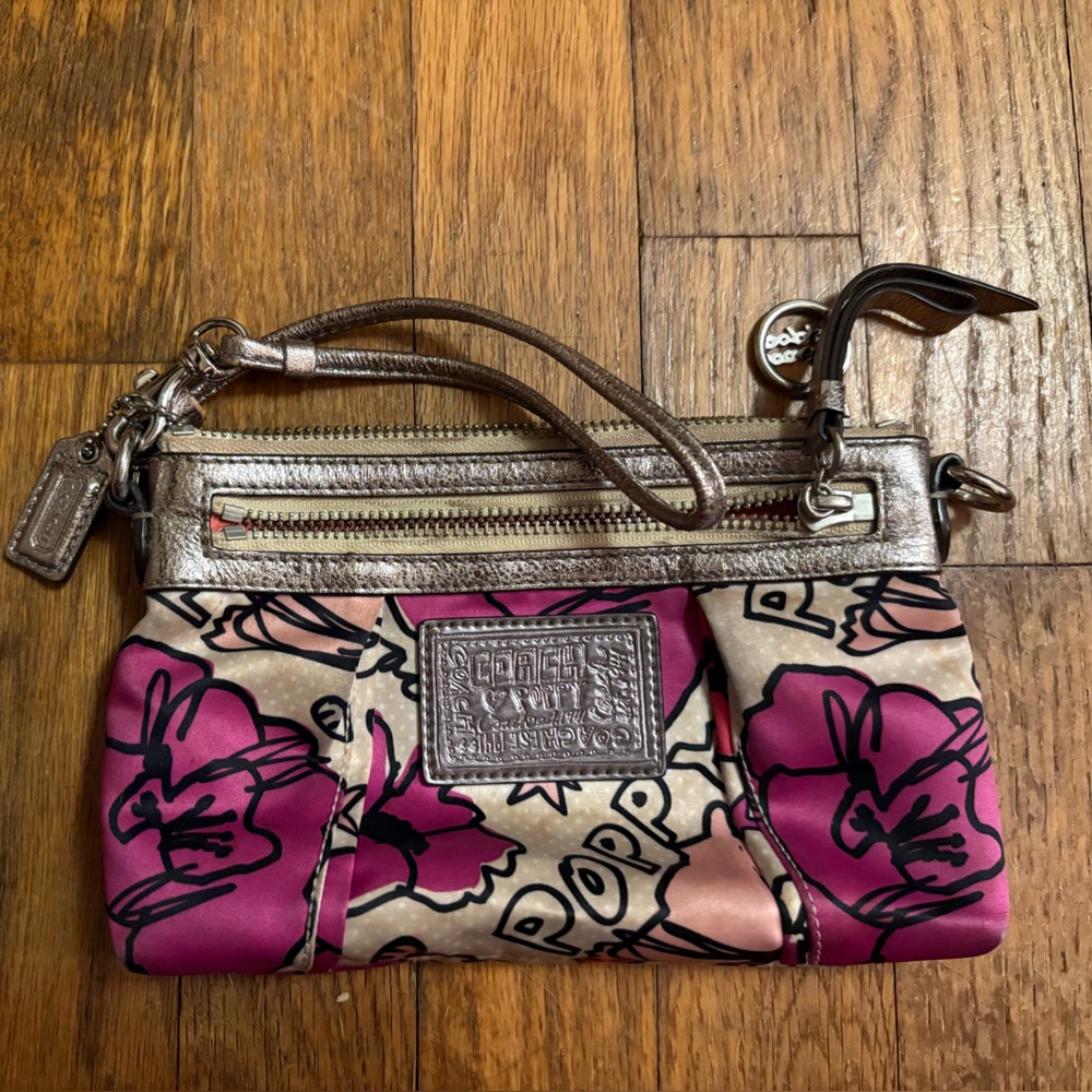Coach Fuchsia and Metallic Wristlet